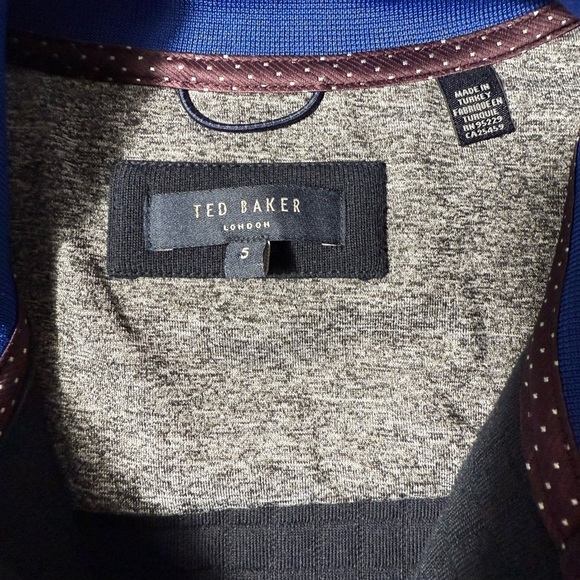 Ted Baker Bomber Jacket Bruno Mens Sz XL Quilted knit Sweater Stretch Navy Blue - Picture 6 of 8